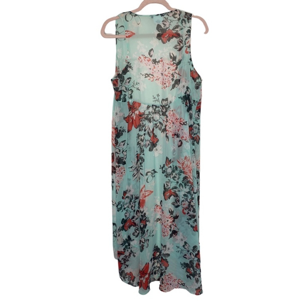Anna and Ava Mint Green Floral Sheer Long Flowing Kimono - Picture 2 of 4